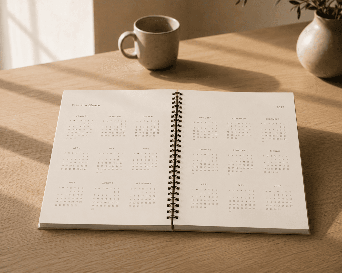 Open annual spread — seeing the full year at a glance