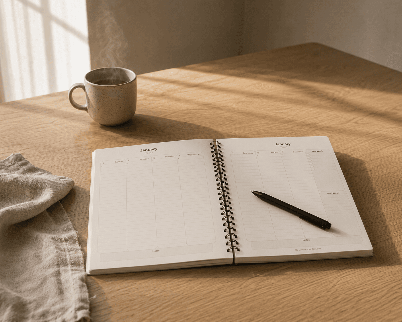 Weekly spread — the clearest view of everyday planning